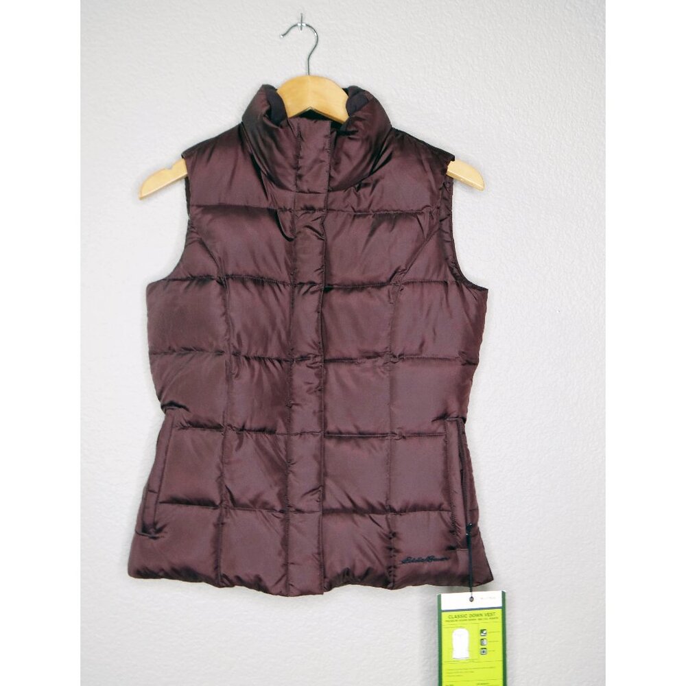 Eddie Bauer Classic Down Vest Women's Dark Purple Size XS Goose Down NWT NEW